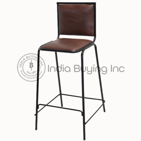low back bar chair- leather seat
