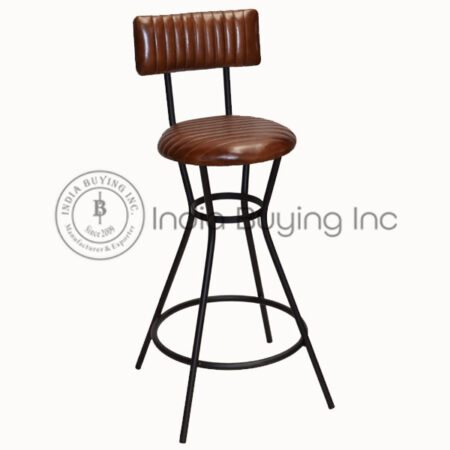 Iron tube leg low back bar chair