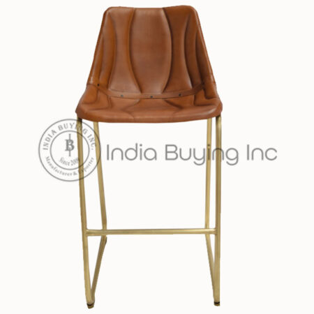 Bar chair iron tube base leather seat