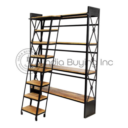 Industrial design open shelf with ladder