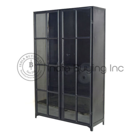 Industrial design glass door display cabinet