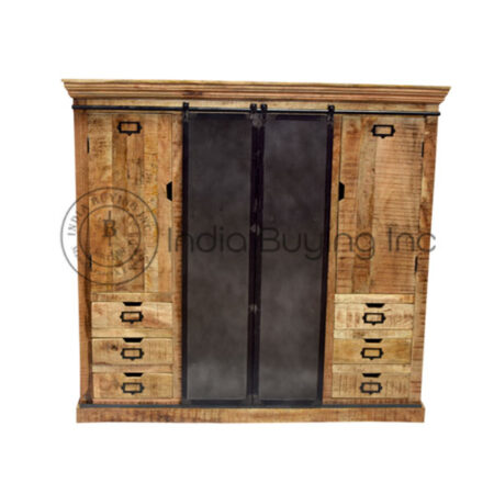 Industrial style double door storage cabinet
