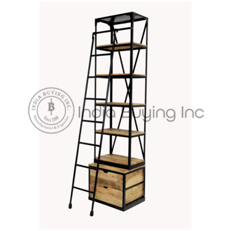 wooden shelf with ladder