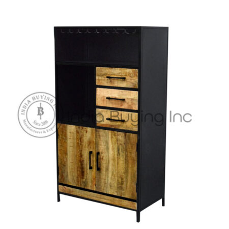 Industrial style bar cabinet