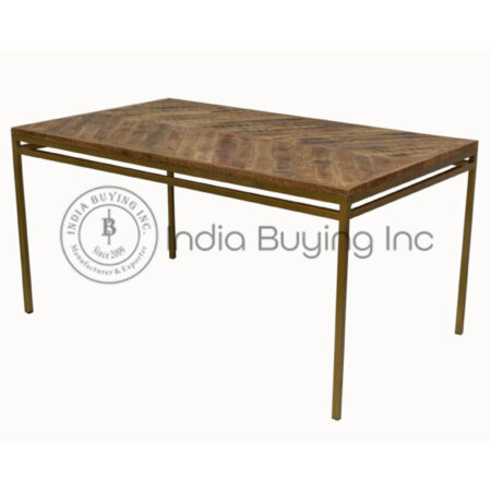 iron leg wooden top dining table