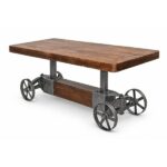 IBIC-9462 - Industrial Steampunk dining Table with Metal Wheels