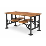 Industrial swing seat canteen table with wood top