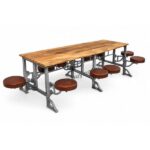 Industrial wood and metal dining set