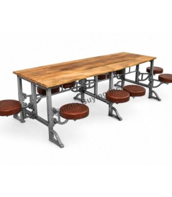 Industrial wood and metal dining set