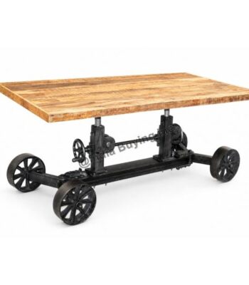 Train wheel crank mechanism dining table