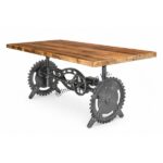 Vintage industrial crank dining table cast iron base