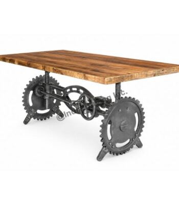 Vintage industrial crank dining table cast iron base