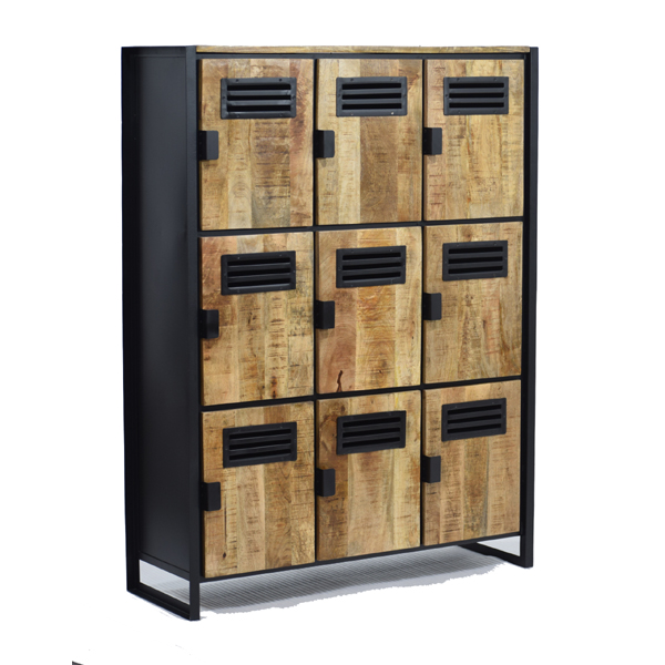 Industrial design mango wood storage cabinet