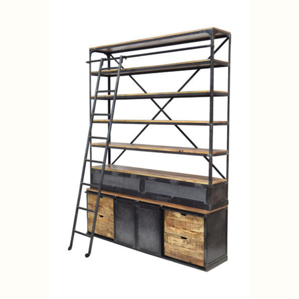 Modern industrial storage bookshelf