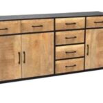 Solid mango wood dresser with drawers and cabinet door for stylish bedroom and living room storage