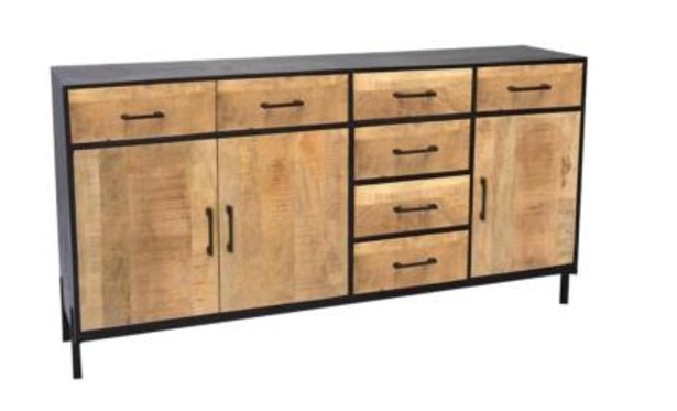 Solid mango wood dresser with drawers and cabinet door for stylish bedroom and living room storage