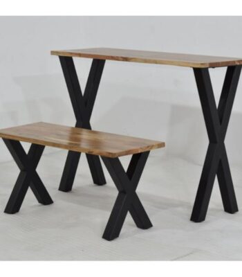 mango wood dining table set honey finish iron legs 210x46x90 cm india buying inc