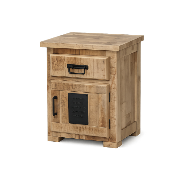 Solid mango wood bedside table with compact storage design for modern and rustic bedroom interiors