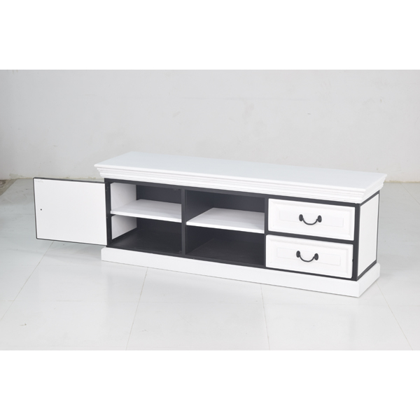 Long industrial modern living room cabinet with sleek storage design for contemporary home interiors