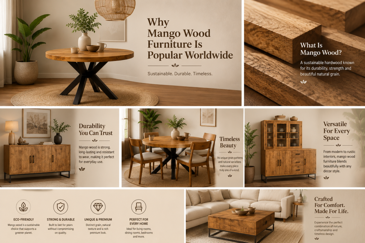 Mango wood furniture in modern interior design