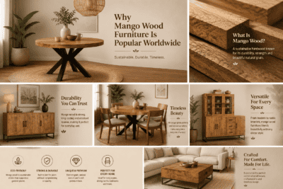 Mango wood furniture in modern interior design