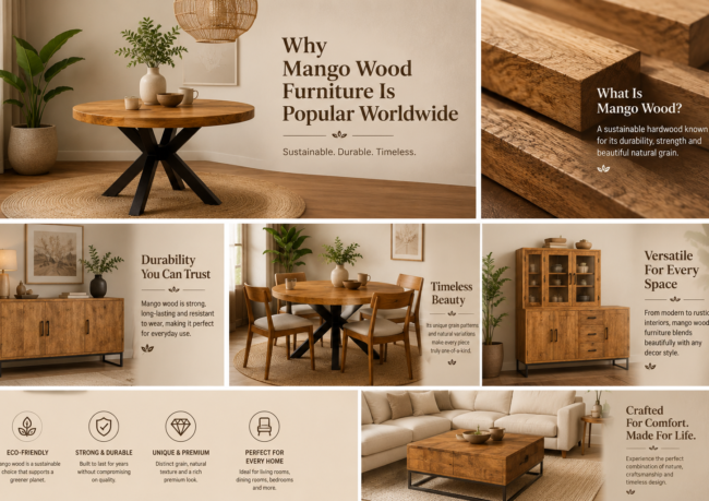 Mango wood furniture in modern interior design