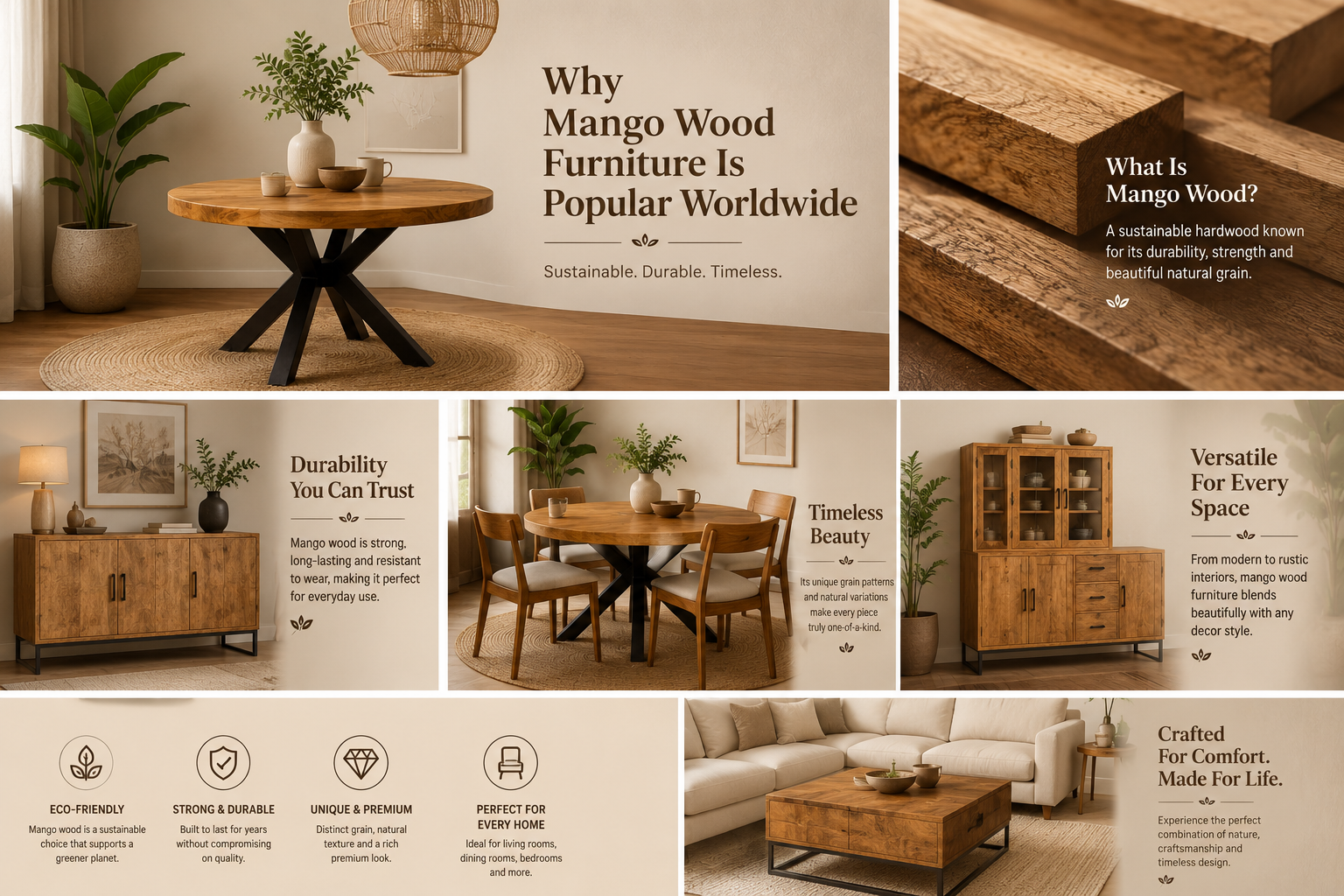 Mango wood furniture in modern interior design