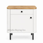 white chest of drawers natural wood top and sleek black metal legs IBIC-10020