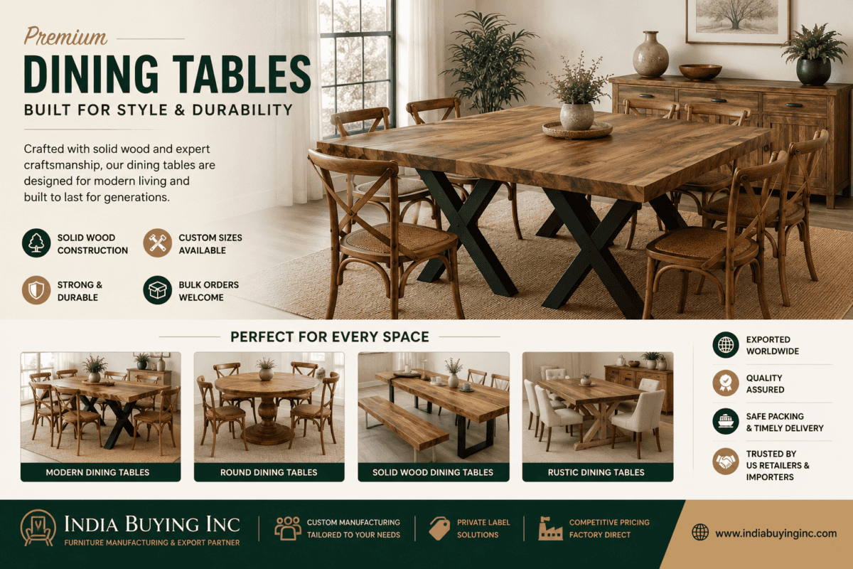 Indian Mango Wood Dining Tables for US Furniture Retailers